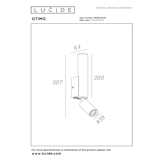 OTIMO Kinkiet 2xGU10 09216/02/41 Lucide - zdjęcie dodatkowe 5